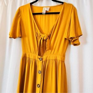 Mimi Chica Tie-Front Mustard Yellow Dress Size XS